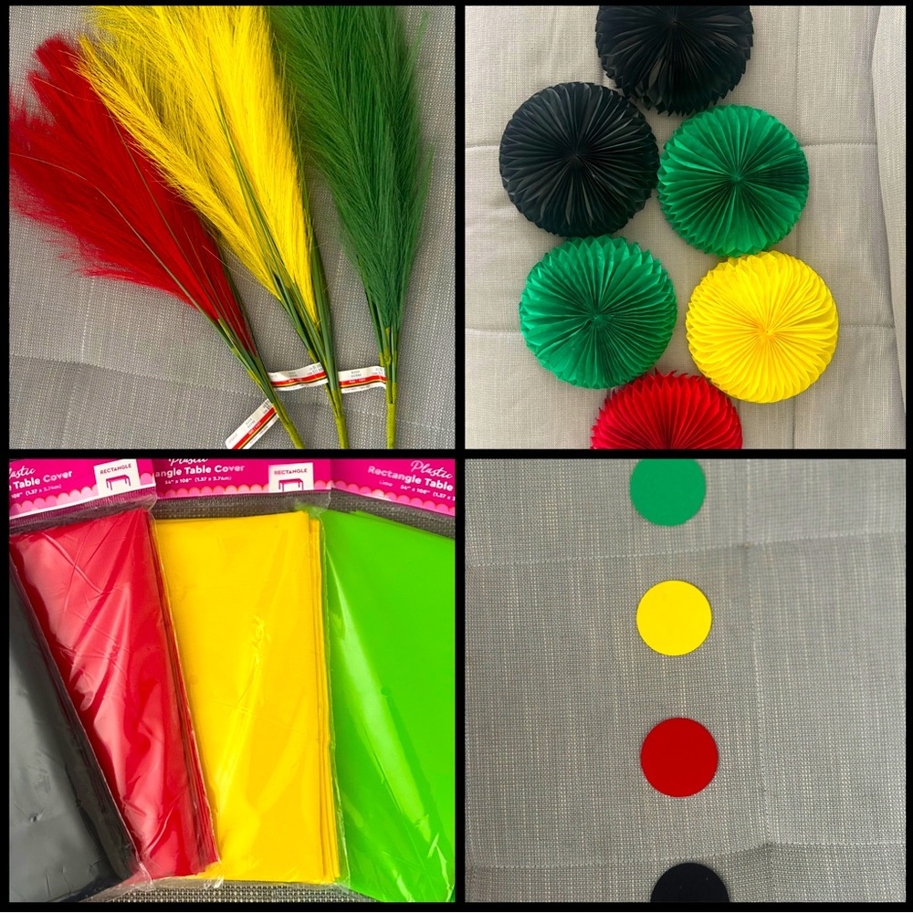 Lot of Party Decorations - Red, Yellow, Green Black